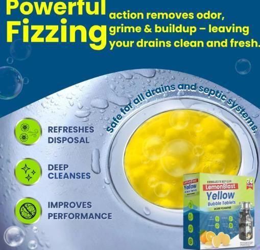 LemonBlast Cleaning Tablets (24pcs) – Multipurpose Effervescent Cleaner for Bottles, Utensils & Kitchen Use